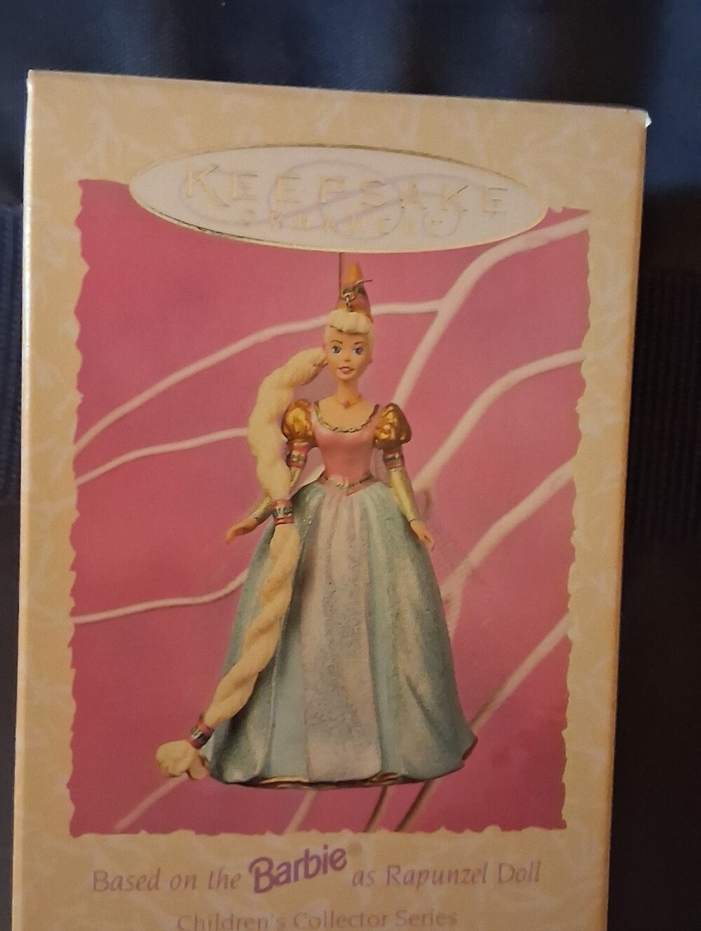 Hallmark Barbie Rapunzel Ornament - Pink, Blue & Gold